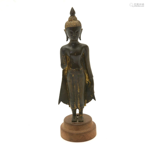 Thai Gilt Bonze Standing Bodhisattva