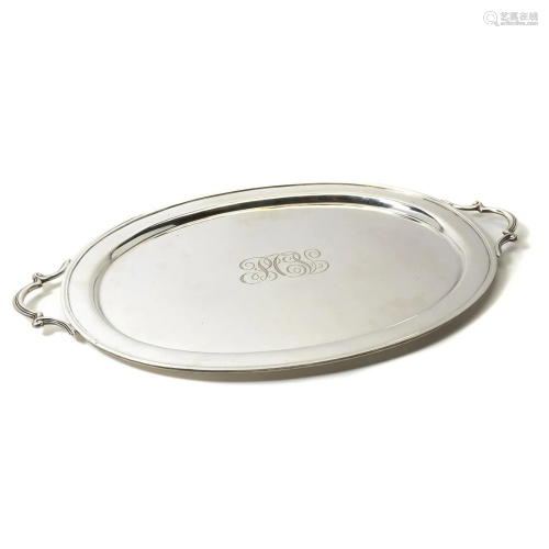 Bailey Banks & Biddle Two Handled Oval Sterling Tray.