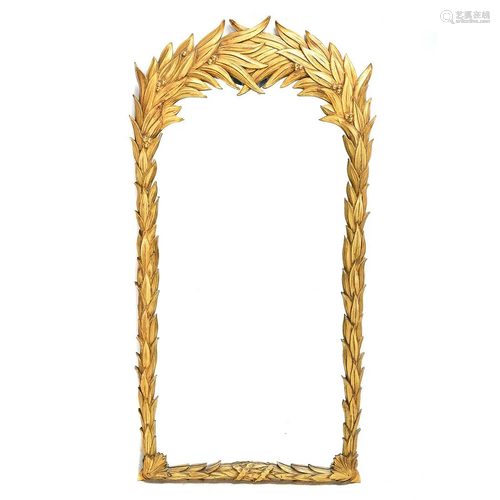 Gilt Wood Laurel Leaf Motif Mirror.