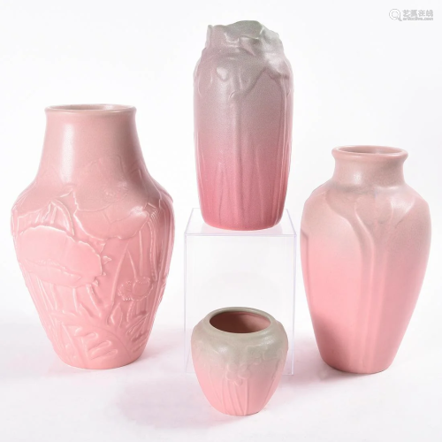 Four Rookwood Pottery Pink Vases.