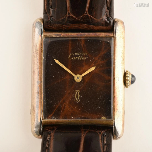 Cartier Must De Vermeil, Leather Wristwatch.