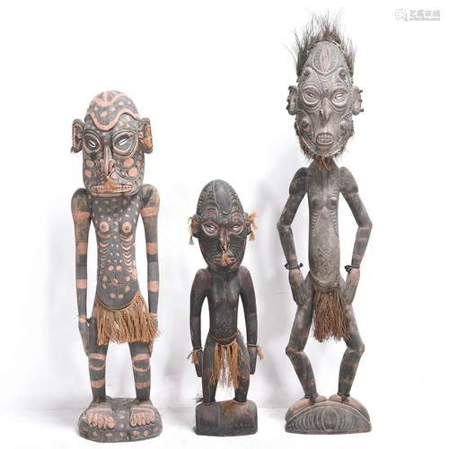 Three South Pacific Carved and Painted Wood St…