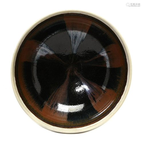 Chinese Cizhou White-Rim Russet Splashed Bowl.