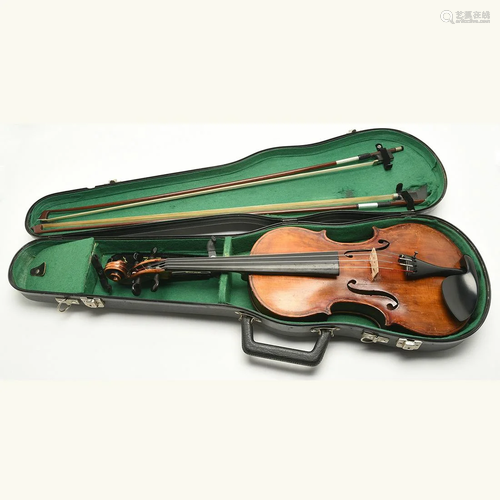 Oskar Bernhard Heinel Labeled Violin with Two Bows.