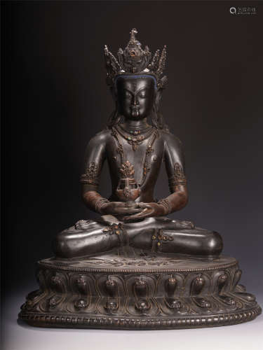 TIBETAN COPPER AMITABHA BUDDHA SEATED STATUE