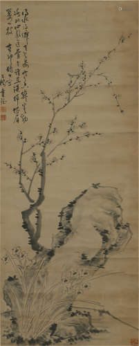 A CHINESE SCROLL PAINTING OF PLUM BRANCH TU
