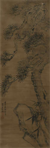 A CHINESE SCROLL PAINTING OF PINE TREE TU