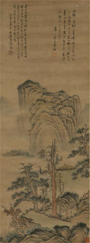 A CHINESE SCROLL PAINTING OF MOUNTAIN AND TREE TU