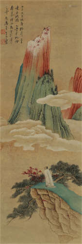 A CHINESE SCROLL PAINTING OF CLOUD AND MOUNTAIN