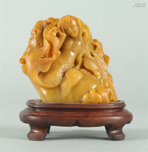 A CARVED MERMAID PATTERN TIANHUAG SEAL