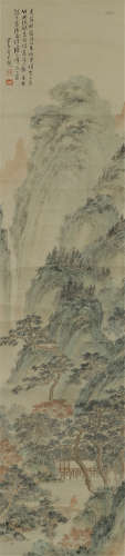 A CHINESE SCROLL PAINTING OF MOUNTAIN NATURAL SCENERY