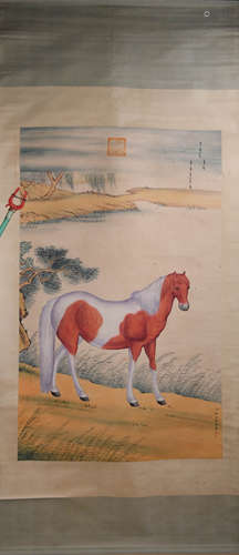 清郎世宁马 A Chinese Horse Painting, Lang Shining Mark