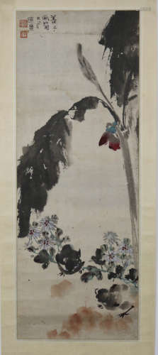 张善子 花鸟 A Chinese Flower&bird Painting, Cheng Zhang Mark