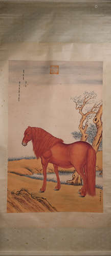 清郎世宁马 A Chinese Horse Painting, Land Shining Mark