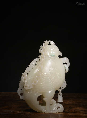 白玉天鸡尊 A Chinese White Jade Cock Ornament