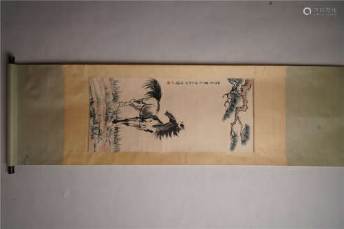 徐悲鸿 单马 A Chinese Horse Painting, Xu Beihong Mark