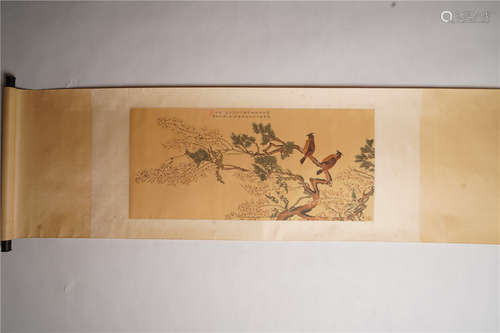 陈之佛 花鸟 A Chinese Flower&bird Painting Silk Scroll, Chen ZhifoMark