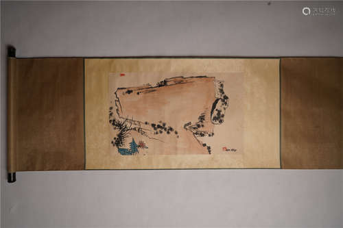 潘天寿 猫石图 A Chinese Painting, Pan Tianshou Mark