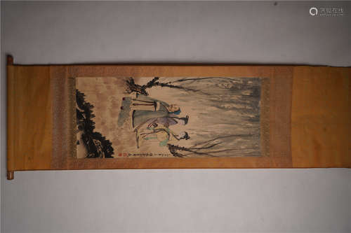 回流傅抱石 人物轴 A Chinese Figure Painting Scroll, Fu Baoshi Mark