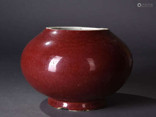 郎窑红瓶 A Chinese Lang Kiln Red Porcelain Cup