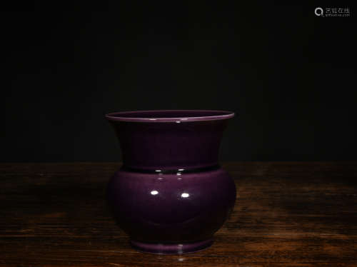 茄皮紫渣斗 A Chinese Eggplant purple Porcelain Slag bucket