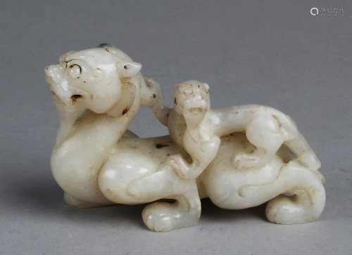A Carved Jade Mythcal Beast Ornament