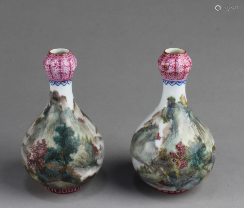 A Group of TwoChinese 'Garlic-Head' Porcelain Vase