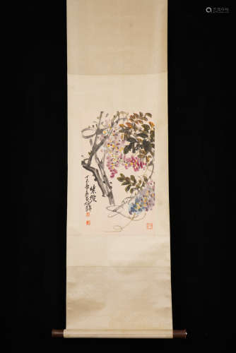 吴昌硕 花卉 A Chinese Flowers Painting, Wu Changshuo Mark