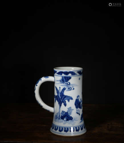 青花马克杯 A Chinese Blue and White Floral Porcelain Cup