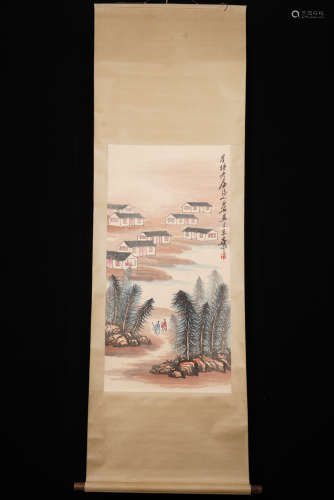 齐白石 山水图轴 A Chinese Landscape Painting Scroll, Qi Baishi Mark