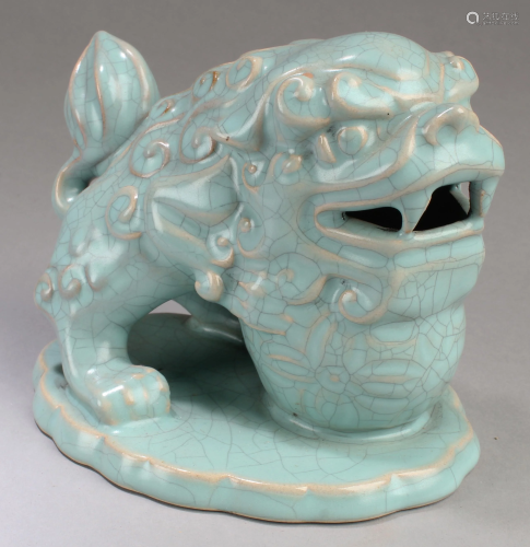 Chinese Crackleware Porcelain Mythical Beast Statue