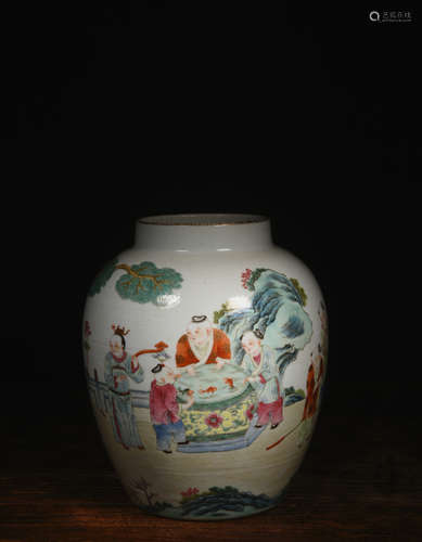 粉彩婴戏罐 A Chinese Famille Rose Porcelain Jar