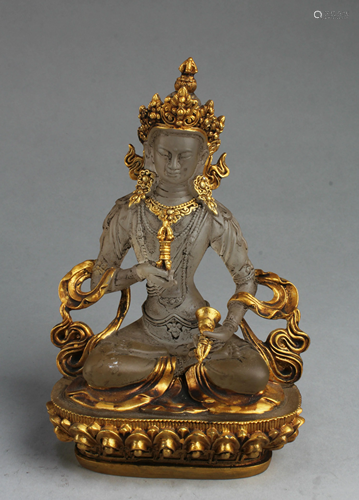 Chinese Peking Glass Bodhisattva Statue