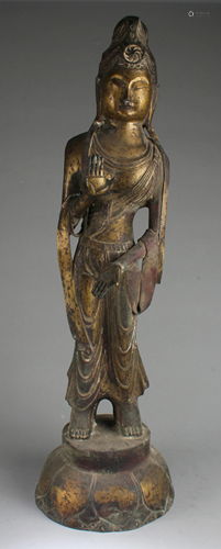 A Gilt Bronze Bodhisattva Statue