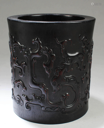 A Chinese Hardwood Brushpot