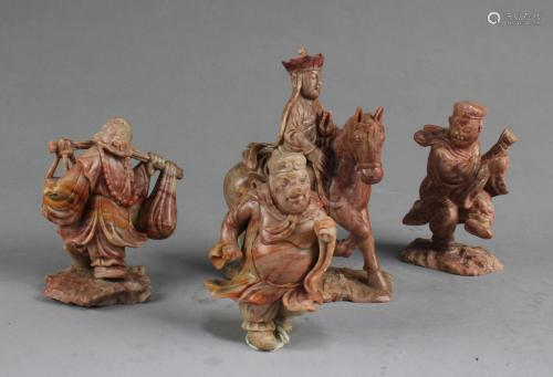 A Group of Four Carved Soapstone Figurine