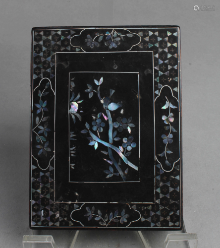 Chinese Rectangular Shaped Lacquered 'Wucai' Pearl