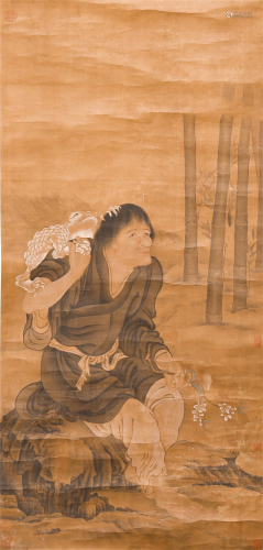 CHINESE SILK HANDSCROLL PAINTING OF L…