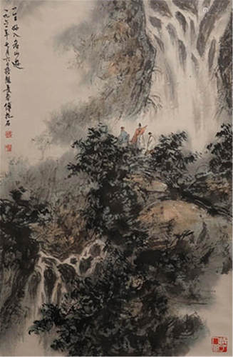 CHINESE PAINTING OF SCHOLARS GATHERING BY F…