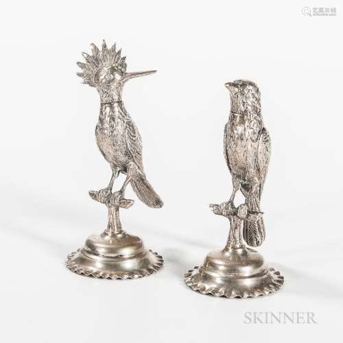 Two German .800 Silver Bird-form Shakers