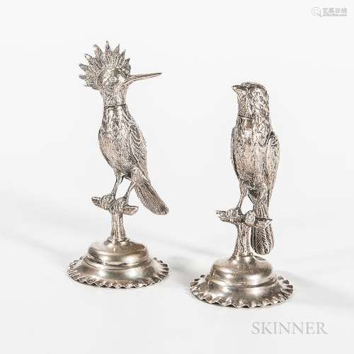 Two German .800 Silver Bird-form Shakers