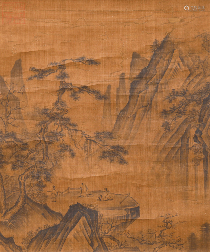 CHINESE SILK HANDSCROLL PAINTING OF …
