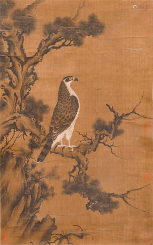 CHINESE SILK HANDSCROLL PAINTING OF …
