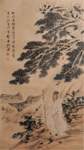 CHINESE PAINTING OF SCHOLAR UNDER THE PINE T…
