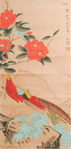 CHINESE PAINTING OF FLOWER AND PHOENIX