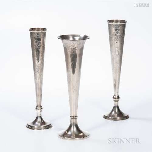 Three American Sterling Silver Vases