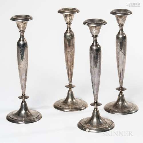 Four Shreve & Co. Sterling Silver Candlesticks