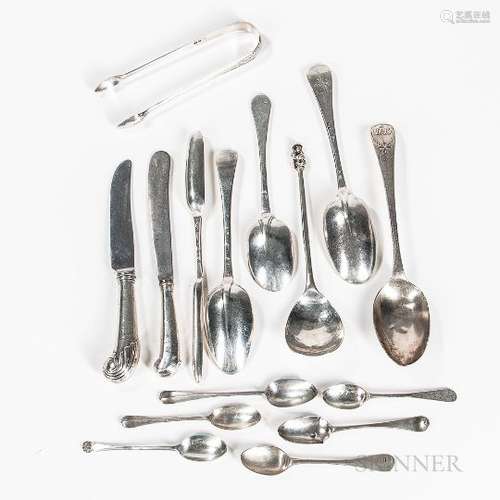 Fifteen Pieces of English Sterling Silver Flatware