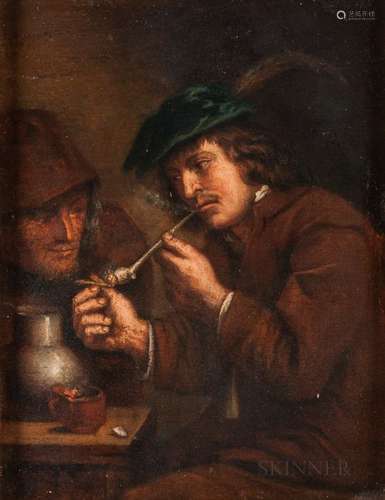 Manner of Adriaen van Ostade (Dutch, 1610-1685) Smoker Lighting His Pipe