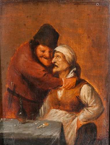 School of Pieter Quast (Dutch, 1606-1647) Old Peasant Couple Embracing